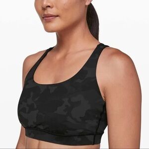 lululemon black/grey camo energy bra size 8